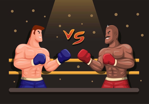 Vector boxing scene illustration