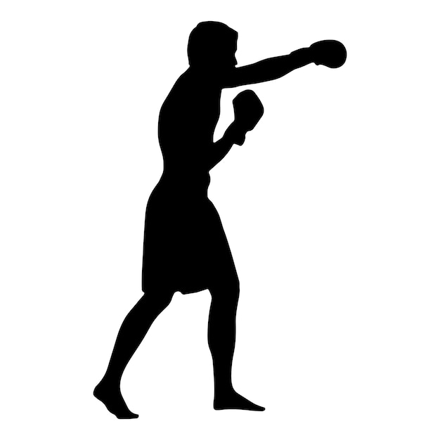 boxing silhouette isolated black on white background vector illustration