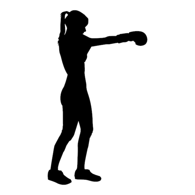 Silhouette di boxe isolato nero su sfondo bianco illustrazione vettoriale