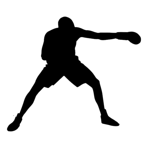 Boxing silhouette isolated black on white background vector illustration