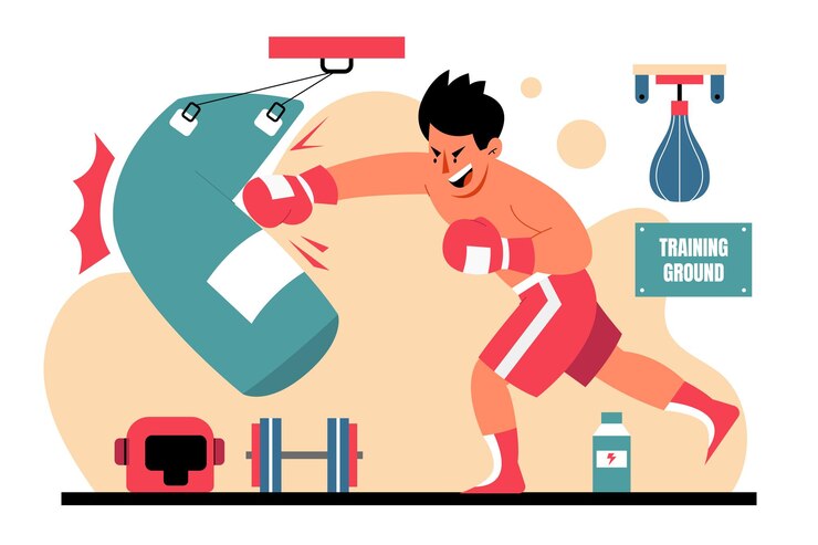 Vector boxing training illustration