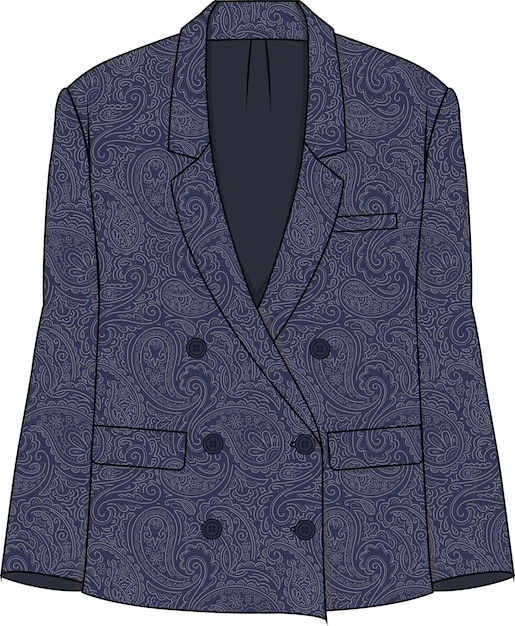 Вектор Повседневный пиджак для женщин корпоративная одежда vector с двубортным принтом пейзли с принтом круглого воротника boxy fit