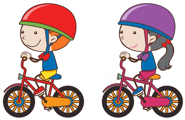 ベクトル 男の子と女の子が乗る自転車