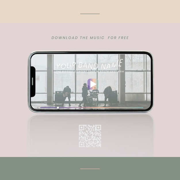 Boy band concert advertisement on a phone mockup