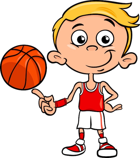 Vector boy basketball player cartoon illustration