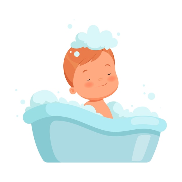 Vector boy bathes in the bath vector illustration on a white background