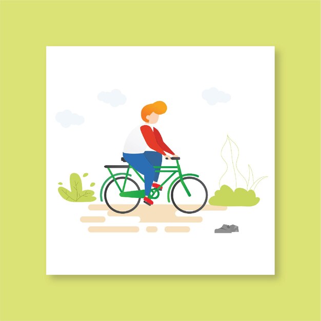 Boy on bicycle riding people illustration bike vector