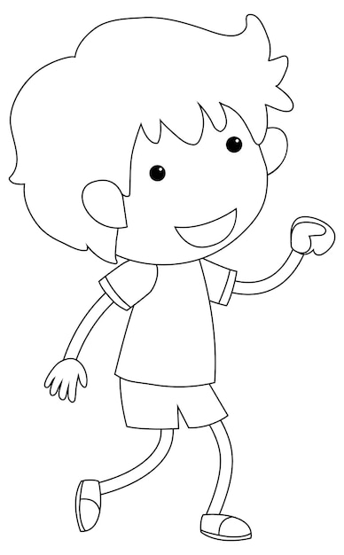 A boy black and white doodle character