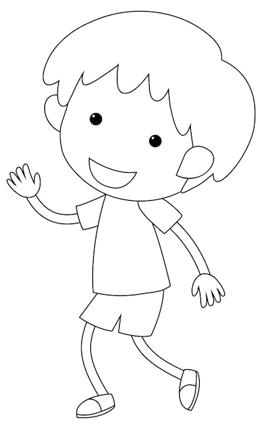 A boy black and white doodle character