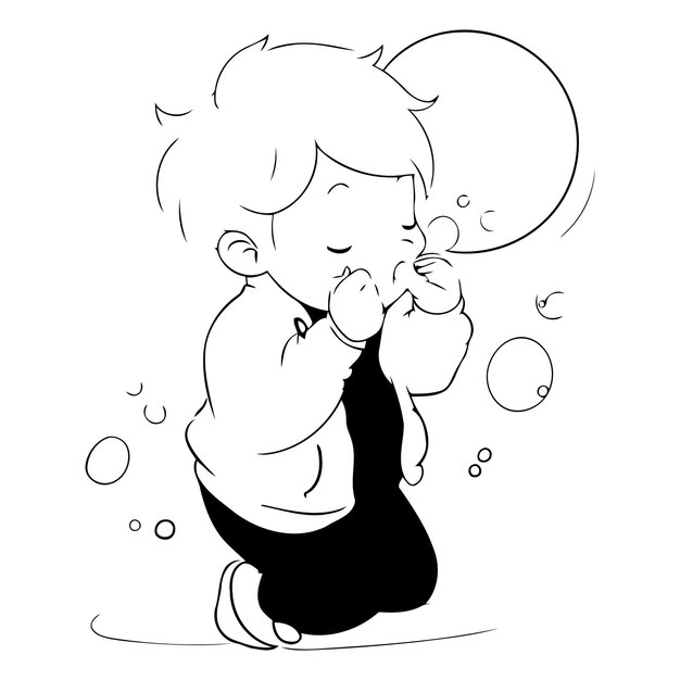 Boy blowing soap bubbles of boy blowing soap bubbles