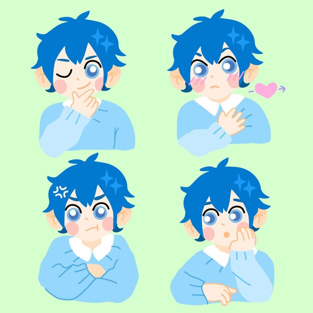 Vector boy blue kawaii cute