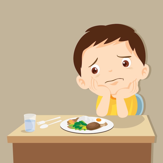 Vector boy bored with food