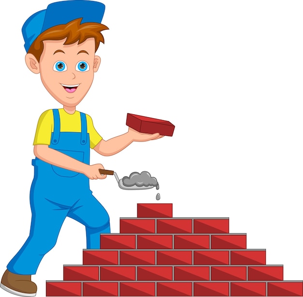 boy bricklayer cartoon