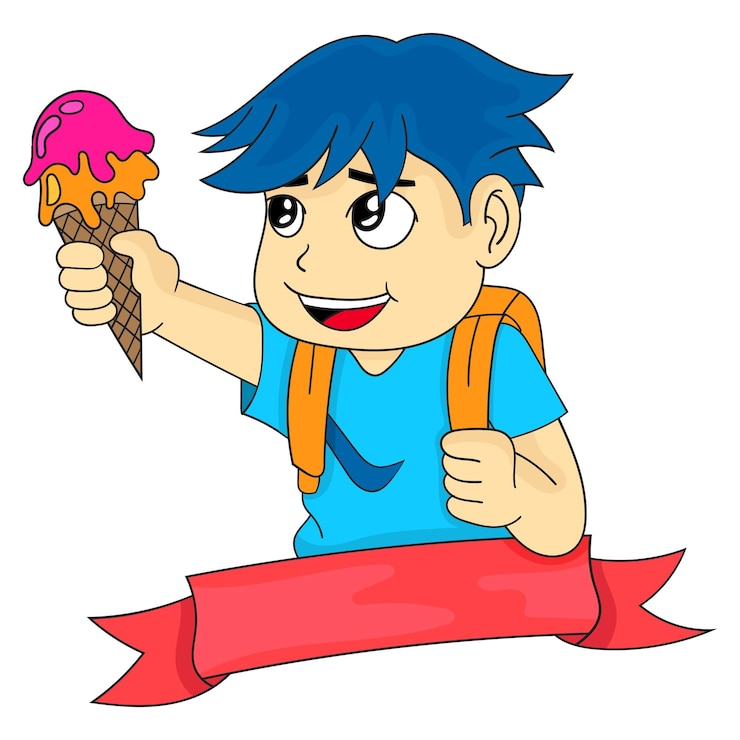 वेक्टर boy brings ice cream to school
