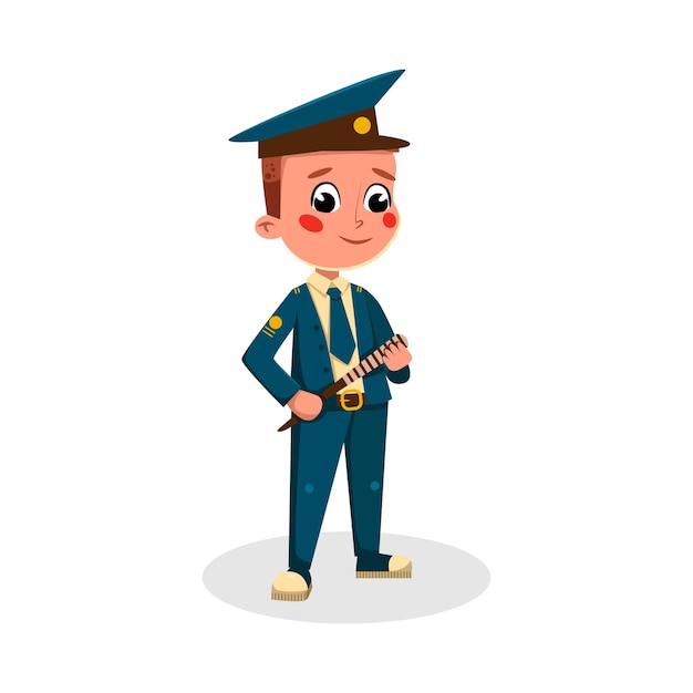 boy captain character in uniform with spyglass kids hobby or future profession concept cartoon style