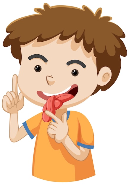 Premium Vector | Boy cartoon character with tongue twister