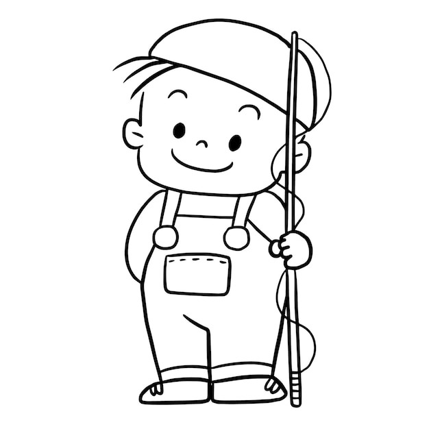 Boy cartoon doodle kawaii anime coloring page cute illustration drawing clipart character chibi man