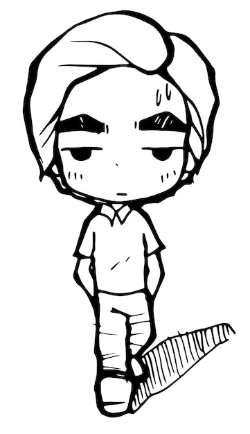 Simple drawing of a chibi anime boy