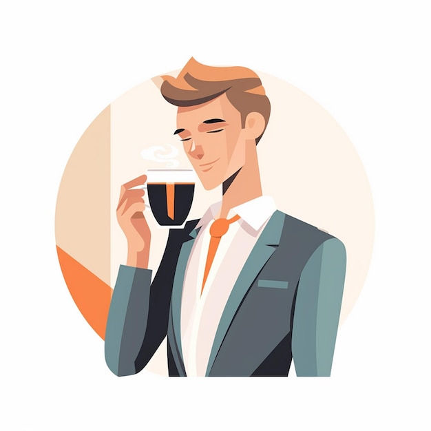 Vector boy cartoon illustration character vector man people coffee person girl flat drink young