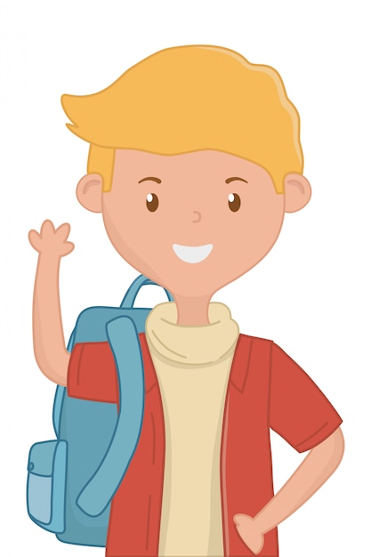 Boy cartoon of school