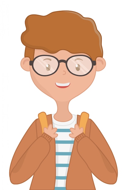 Vector boy cartoon of school