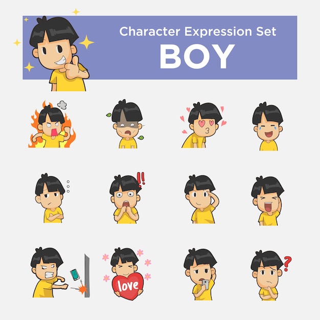 Boy character with hyper expression sticker