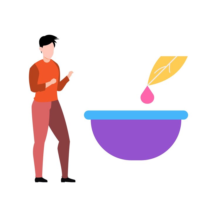 Vector boy collecting herbal leaf drops