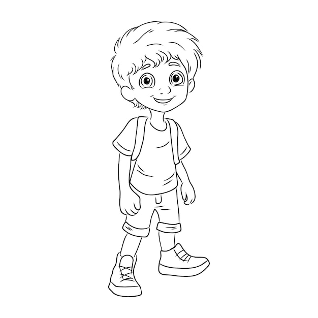 boy coloring book for children vector sketch illustration vector stroke outline graphic