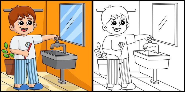 少年節水ぬりえページ イラスト