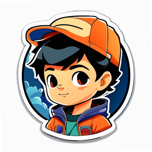 Boy costume cartoon character sticker