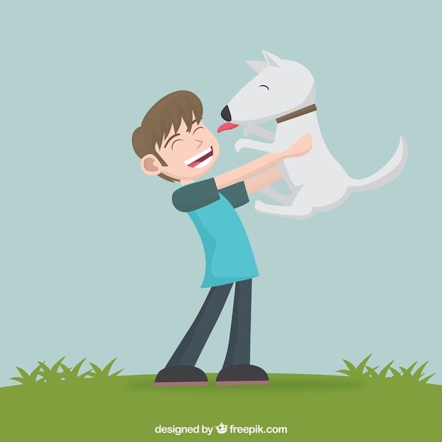 Boy and cute dog