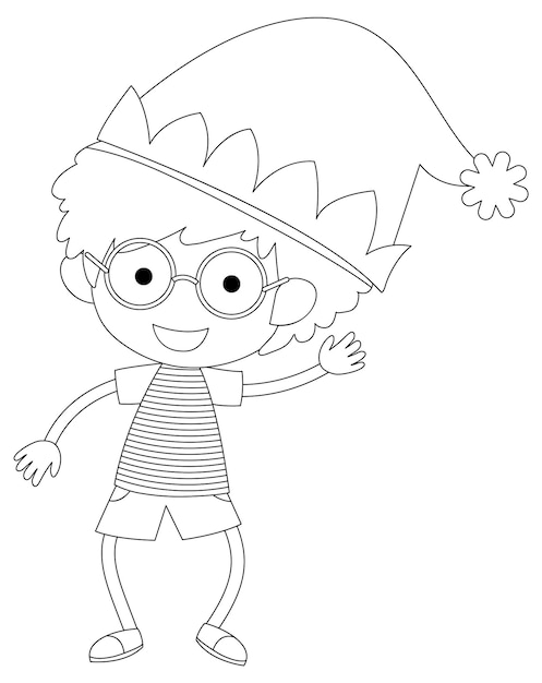 A boy doodle outline for colouring