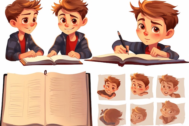 Boy Drawing Open Book