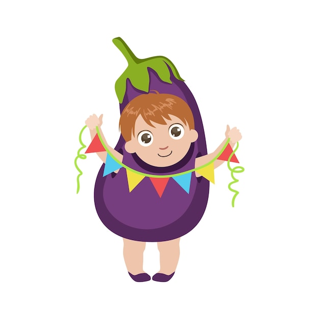 Boy dressed as eggplant