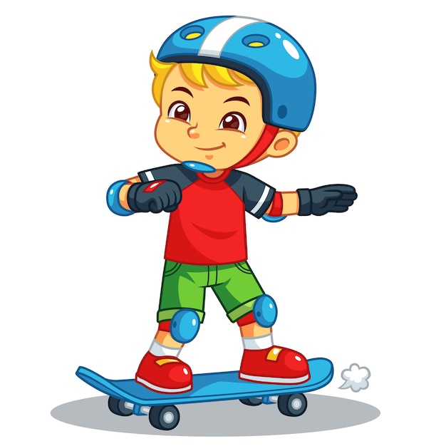 Boy excersicing con il suo skateboard