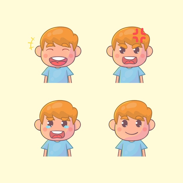 Boy face expression set