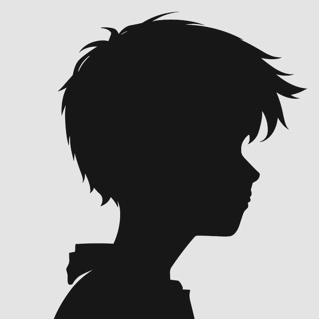 boy face silhouette cartoon vector style