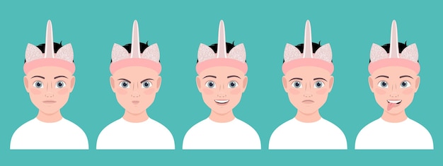 Vector boy in the form of a unicorn vector illustration