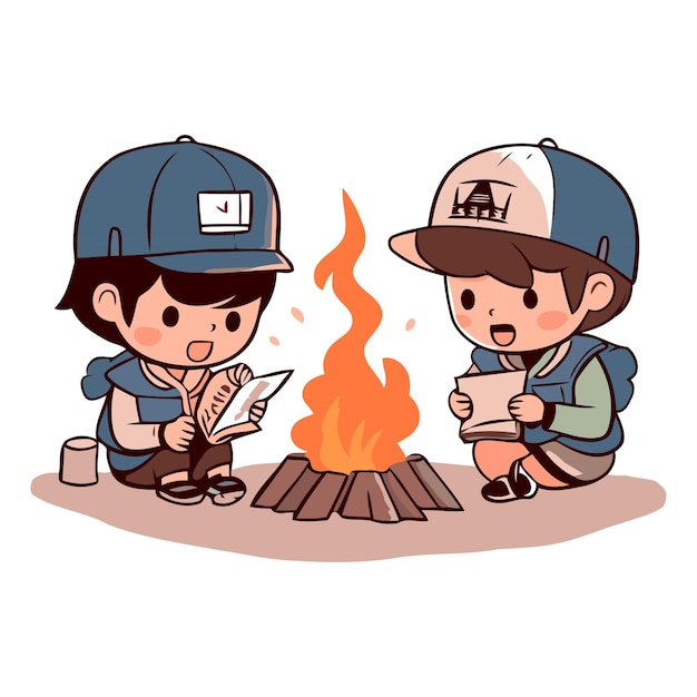 Un ragazzo e una ragazza stanno cucinando accanto al fuoco