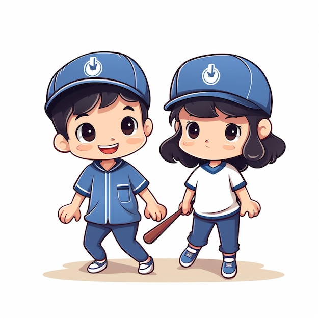 boy and girl are playing baseball in the field