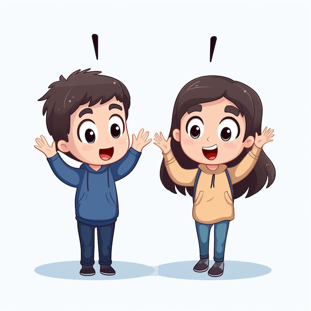 boy and girl are raising hand for question