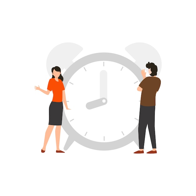 boy and girl are talking about time