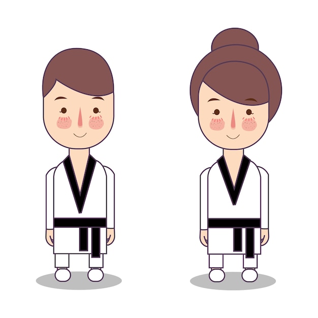 Boy and girl athlete wearing uniform taekwondo traditional culture heritage form korea fight sport