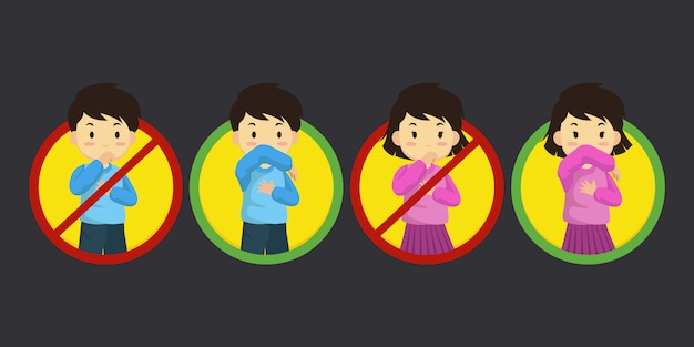 Boy and Girl Cough Illustration