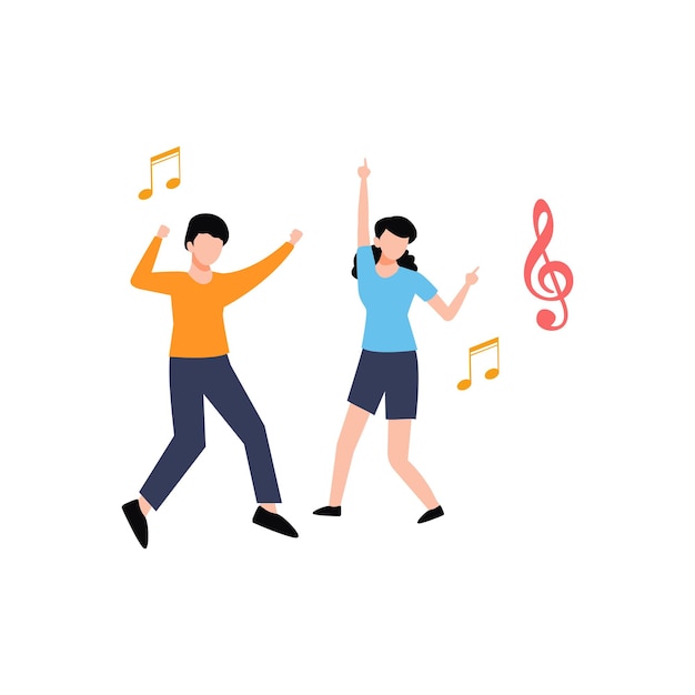 Boy and girl dancing to music