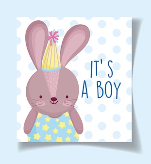 Ragazzo o ragazza, il genere rivela che è un coniglio carino ragazzo con carta decorazione cappello da festa
