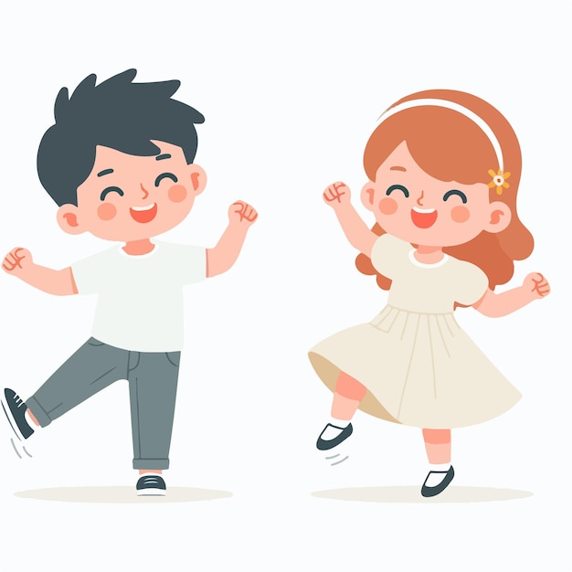 boy and girl playing together cheerfully