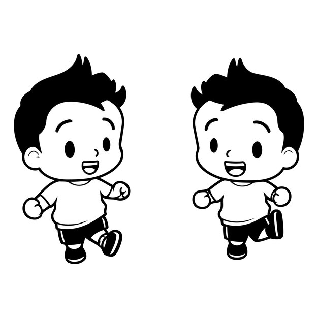 Vector boy and girl running cartoon design eps 10