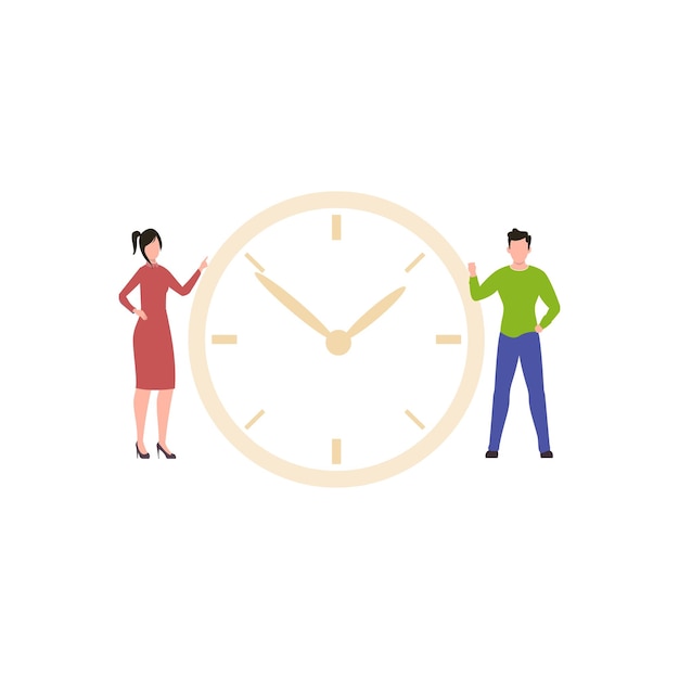 boy and girl standing by the clock