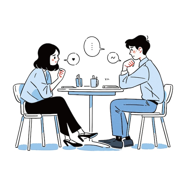 Boy and girl talking at an coffee shop vector illustration